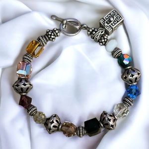 Sterling silver Swarovski Crystal bead bracelet with prayer box charm